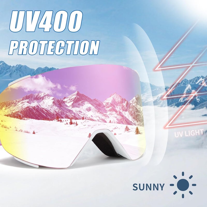 MXJ Gear Ski Goggles OTG for Women Men Adult Youth,YH693C Magnetic Snowboard Goggles,Winter Snow Goggles for Skiing Skating - Image 4